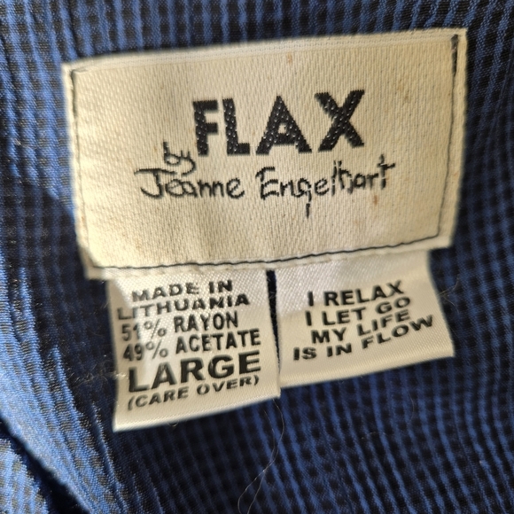 Flax By Jeanne Engelhart Lagenlook Long Sleeve Button Dress Navy size Large - Picture 13 of 15